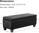 41" Storage Ottoman, Storage Bench with Safety Hinge, Upholstered Synthetic Leat... - Image 3