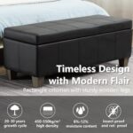 41" Storage Ottoman, Storage Bench with Safety Hinge, Upholstered Synthetic Leat... - Image 4
