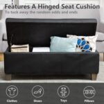 41" Storage Ottoman, Storage Bench with Safety Hinge, Upholstered Synthetic Leat... - Image 5