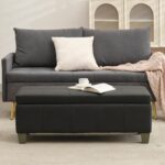 41" Storage Ottoman, Storage Bench with Safety Hinge, Upholstered Synthetic Leat... - Image 7