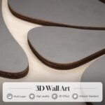 Framed Textured Wood 3D Wall Art for Living Room, Large Boho Floral Black and Be... - Image 3