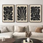 Framed Textured Wood 3D Wall Art for Living Room, Large Boho Floral Black and Be... - Image 4