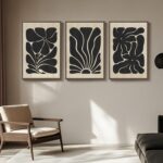 Framed Textured Wood 3D Wall Art for Living Room, Large Boho Floral Black and Be... - Image 6