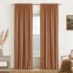 Vintage Floral Blackout Curtains 96 Inch Long, Burnt Orange Mid Century Modern B... - Image 3