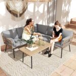 DWVO 4-Piece Outdoor Sectional Sofa Set, All-Weather Wicker L-Shaped 5-Seater Pa... - Image 3