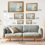 Framed Vintage Impressionist Sailboat Painting Pastel Coastal Ocean Scene Wall A... - Image 4