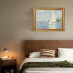 Framed Vintage Impressionist Sailboat Painting Pastel Coastal Ocean Scene Wall A... - Image 6