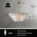 YIOSI Clear Glass 36 inch Round Chandelier for Dining Room, Modern Drum Pendant ... - Image 3