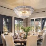 YIOSI Clear Glass 36 inch Round Chandelier for Dining Room, Modern Drum Pendant ... - Image 4