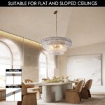 YIOSI Clear Glass 36 inch Round Chandelier for Dining Room, Modern Drum Pendant ... - Image 5