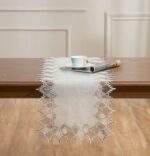 Natural Linen Table Runner 36 inches Neutral Earth Tones Beige Lace Coffee Table... - Image 3