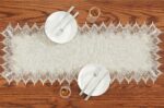 Natural Linen Table Runner 36 inches Neutral Earth Tones Beige Lace Coffee Table... - Image 4