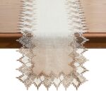 Natural Linen Table Runner 36 inches Neutral Earth Tones Beige Lace Coffee Table... - Image 7