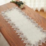 Natural Linen Table Runner 36 inches Neutral Earth Tones Beige Lace Coffee Table... - Image 8