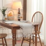 Natural Linen Table Runner 36 inches Neutral Earth Tones Beige Lace Coffee Table... - Image 9