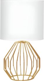 Small Gold Table Lamps, Set of 2 Bedside Nightstand Lamps with White Fabric Shad... - Image 9