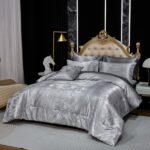 Jacquard King Comforter Set with Sheet Set Grey Bedding Set 8 Pcs Embroidery Neo... - Image 3