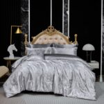 Jacquard King Comforter Set with Sheet Set Grey Bedding Set 8 Pcs Embroidery Neo... - Image 6