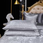 Jacquard King Comforter Set with Sheet Set Grey Bedding Set 8 Pcs Embroidery Neo... - Image 10