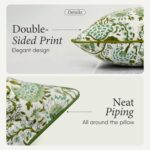 CPC 100% Cotton Throw Pillow Covers 20x20 Inch, Set of 2 Green Block Print Patte... - Image 3