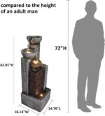 YZM 42.91" H Outdoor Water Fountain with LED Lights 4-Tier Cascading Bowl Waterf... - Image 5