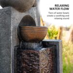 YZM 42.91" H Outdoor Water Fountain with LED Lights 4-Tier Cascading Bowl Waterf... - Image 6