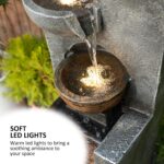 YZM 42.91" H Outdoor Water Fountain with LED Lights 4-Tier Cascading Bowl Waterf... - Image 7