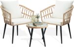 PORWEY 3 Piece Patio Bistro Set, Outdoor Wicker Apartment Balcony Furniture Sets... - Image 2