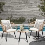 PORWEY 3 Piece Patio Bistro Set, Outdoor Wicker Apartment Balcony Furniture Sets... - Image 5