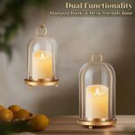 Glass Hurricane Candle Holder Decorative Gold Candle Lantern, Pillar Candlestick... - Image 3