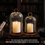 Glass Hurricane Candle Holder Decorative Gold Candle Lantern, Pillar Candlestick... - Image 4
