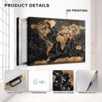 Large Canvas Wall Art Modern Office Wall Decor Black and Gold map of The World P... - Image 5