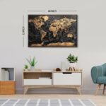 Large Canvas Wall Art Modern Office Wall Decor Black and Gold map of The World P... - Image 6