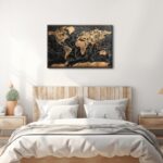 Large Canvas Wall Art Modern Office Wall Decor Black and Gold map of The World P... - Image 8