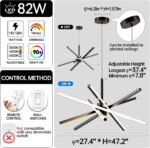 Modern Sputnik Chandelier Ceiling 82W LED Black Pendant Light Embedded Mount Cha... - Image 3