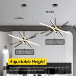 Modern Sputnik Chandelier Ceiling 82W LED Black Pendant Light Embedded Mount Cha... - Image 6