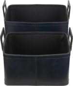 Deco 79 Leather Handmade Decorative and Functional Storage Basket Basket Organiz... - Image 3