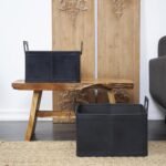 Deco 79 Leather Handmade Decorative and Functional Storage Basket Basket Organiz... - Image 4