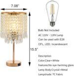 Crystal Table Lamps Set of 2, Gold Lamps for nightstand with 2 USB Charging Port... - Image 3