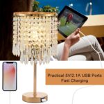 Crystal Table Lamps Set of 2, Gold Lamps for nightstand with 2 USB Charging Port... - Image 5