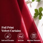 FRAMICS Velvet Curtains for Living Room, Blackout Curtains 84 inch Long, Red Foi... - Image 5