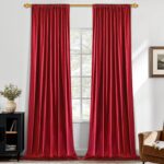 FRAMICS Velvet Curtains for Living Room, Blackout Curtains 84 inch Long, Red Foi... - Image 8