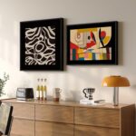 Framed Abstract Geometric Wall Art for Living Room, Set of 2 Mid Century Modern ... - Image 3