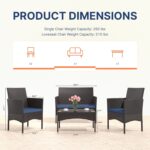 Gotland 4-Piece Outdoor Patio Furniture Set, Wicker Rattan Chairs & Sofa with Cu... - Image 3
