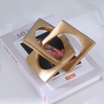 Modern Geometric Sculpture Gold Knot Statue Decor, Home Gold Bookcase Centerpiec... - Image 4
