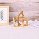 Modern Geometric Sculpture Gold Knot Statue Decor, Home Gold Bookcase Centerpiec... - Image 5