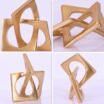 Modern Geometric Sculpture Gold Knot Statue Decor, Home Gold Bookcase Centerpiec... - Image 6