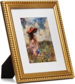 8x10 Picture Frame Gold, Stylish Beaded Edging, Solid Wood with Real Glass, Disp... - Image 3