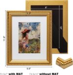 8x10 Picture Frame Gold, Stylish Beaded Edging, Solid Wood with Real Glass, Disp... - Image 4