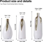 White and Gold Vase Set of 3, Modern Ceramic Decorative Vases for Living Room, B... - Image 3